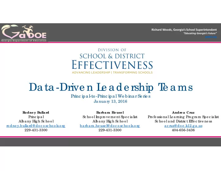 data drive n l e ade rship t e ams
