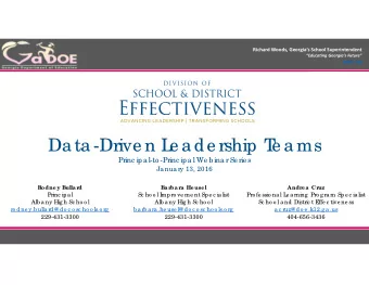Data-Drive n L  e ade rship T  e ams  Princ ipa l-to -Princ ipa l We bina r Se rie s  January 13,