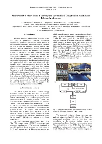 Measurement of Free Volume in Polyethylene Terephthalate Using Positron Annihilation  Lifetime