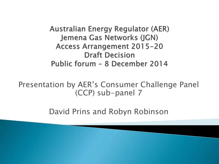 presentation by aer s consumer challenge panel ccp sub