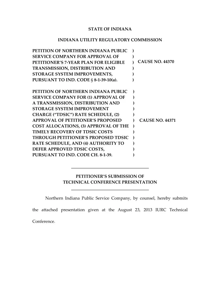 state of indiana indiana utility regulatory commission