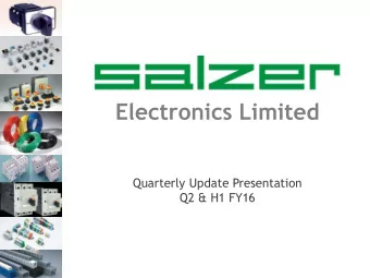 Electronics Limited  Inve  Quarterly Update Presentation  Q2 &amp; H1 FY16  Safe Harbor This