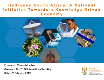 H y d r o g e n  S o u t h  A f r i c a :  A  N a t i o n a l  I n i t i a t i v e  To w a r d s  a