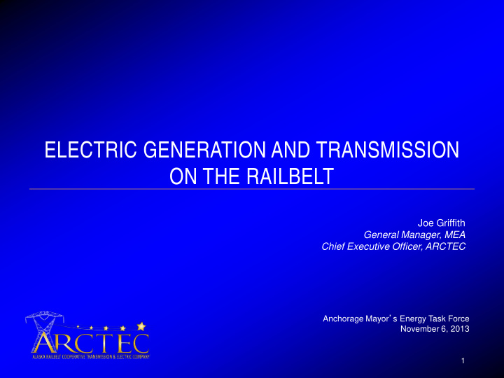 electric generation and transmission on the railbelt