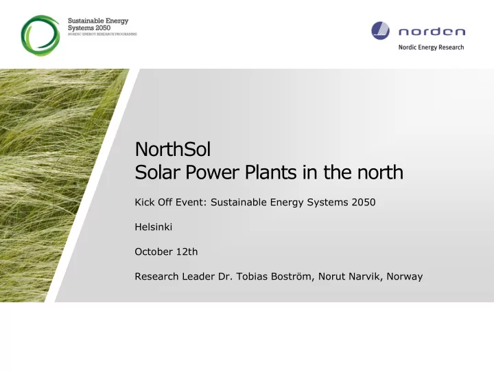 solar power plants in the north