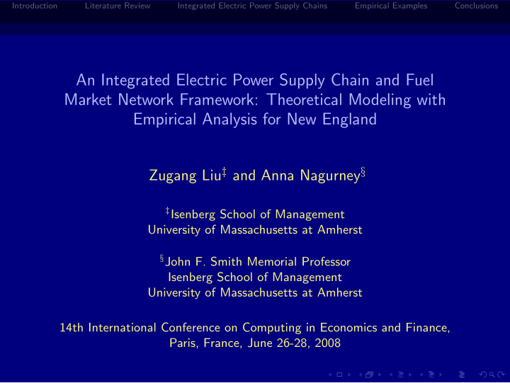 an integrated electric power supply chain and fuel market