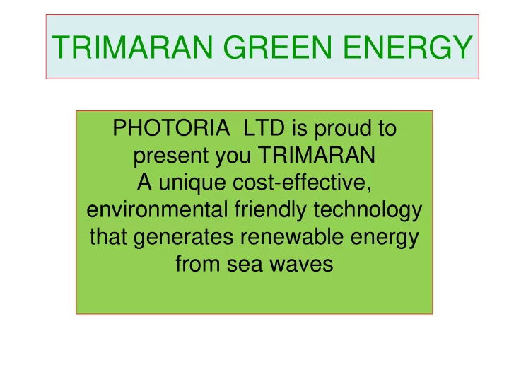 trimaran green energy