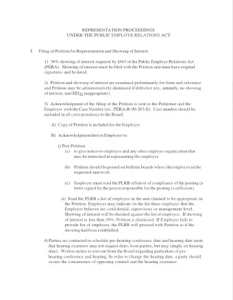 1) 30% showing of interest required by 603 of the Public Employe Relations Act  (PERA). Showing