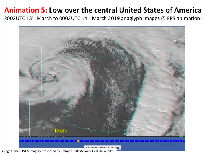 animation 5 low over the central united states of america
