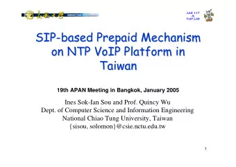 SIP-  -based Prepaid Mechanism  based Prepaid Mechanism  SIP  on NTP VoIP Platform in  on NTP VoIP