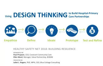 DESiGN THiNKiNG  to Build Hospital-Primary  Using  Care Partnerships  Empathize  Define  Ideate