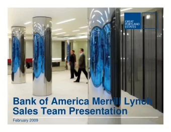 Bank of America Merrill Lynch  Sales Team Presentation  February 2009  Business Overview  As at @