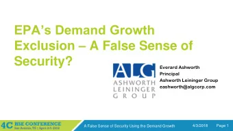 Exclusion  A False Sense of  Security?  Everard Ashworth  Principal  Bart Leininger, P.E.