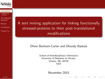 A text mining application for linking functionally  Results  Conclusions  stressed-proteins to