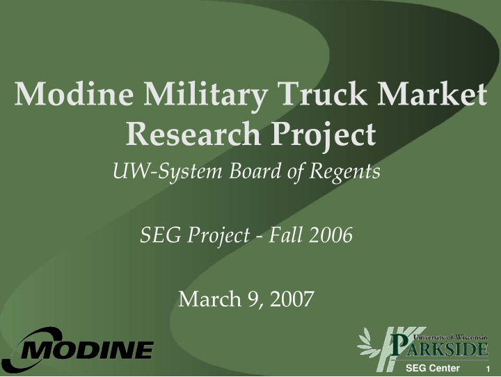 modine military truck market research project