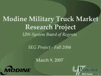 Modine Military Truck Market Research Project UW  System Board of Regents SEG Project  Fall