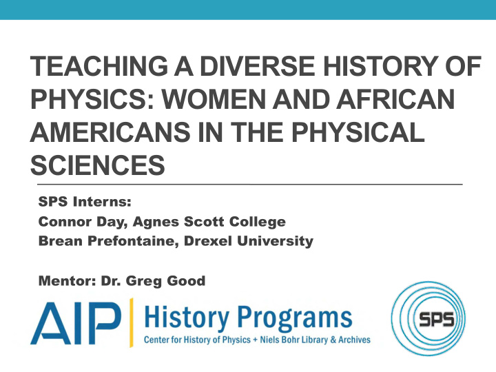 teaching a diverse history of physics women and african