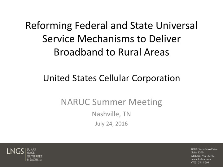 reforming federal and state universal service mechanisms