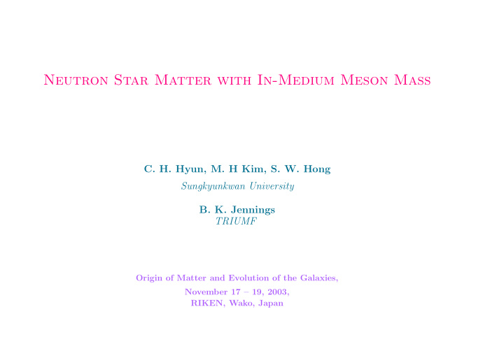 neutron star matter with in medium meson mass