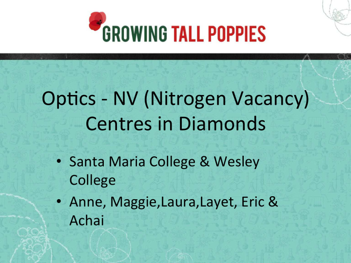 op cs nv nitrogen vacancy centres in diamonds