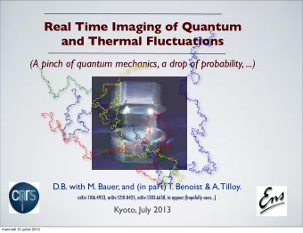 Real Time Imaging of Quantum  and Thermal Fluctuations  (A pinch of quantum mechanics, a drop of