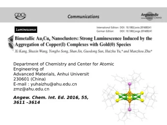 Department of Chemistry and Center for Atomic  Engineering of  Advanced Materials, Anhui
