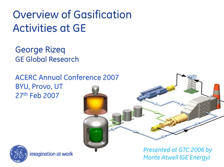 overview of gasification activities at ge