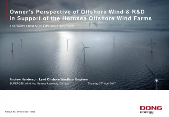 Owners Perspective of Offshore Wind &amp; R&amp;D  in Support of the Hornsea Offshore Wind Farms