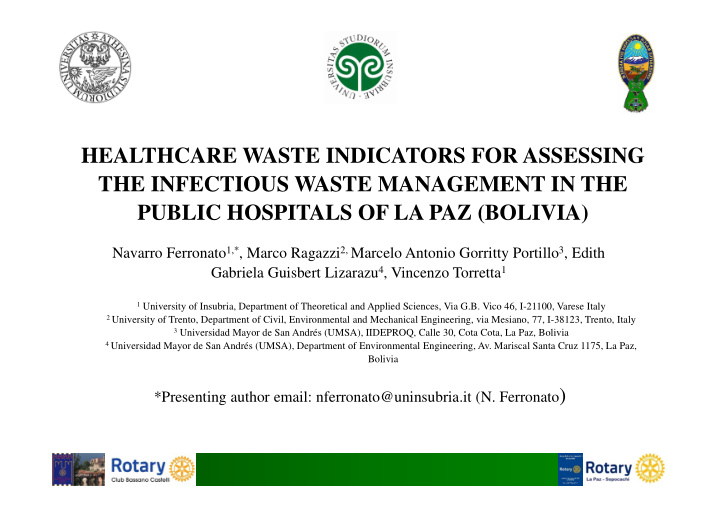 healthcare waste indicators for assessing the infectious