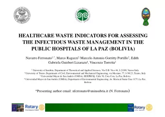 HEALTHCARE WASTE INDICATORS FOR ASSESSING  THE INFECTIOUS WASTE MANAGEMENT IN THE  PUBLIC HOSPITALS