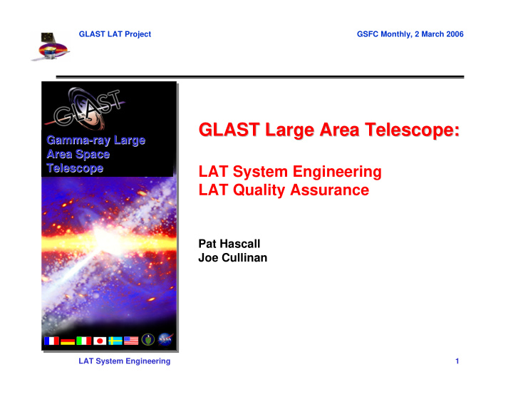 glast large area telescope glast large area telescope