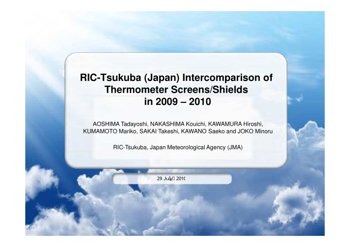 ric tsukuba japan intercomparison of thermometer screens