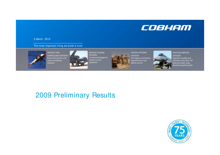 2009 preliminary results