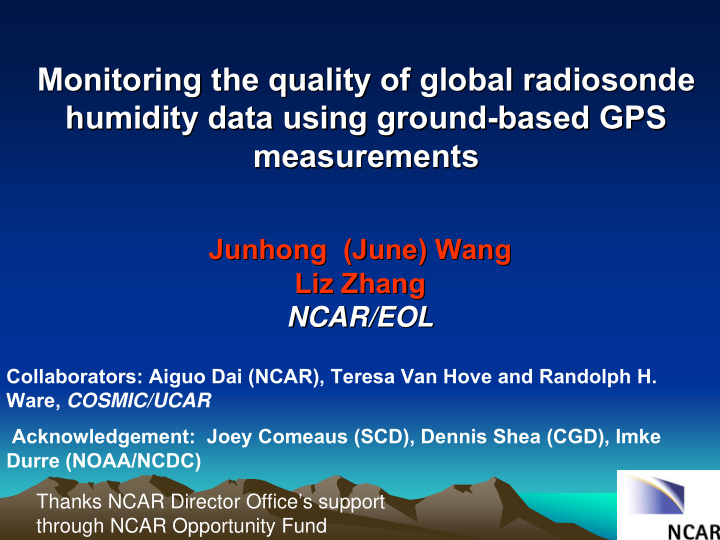 monitoring the quality of global radiosonde monitoring