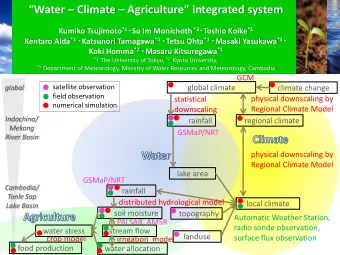 Water  Climate  Agriculture integrated system Kumiko Tsujimoto *1  So Im Monichoth