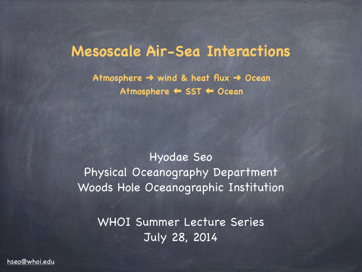 mesoscale air sea interactions