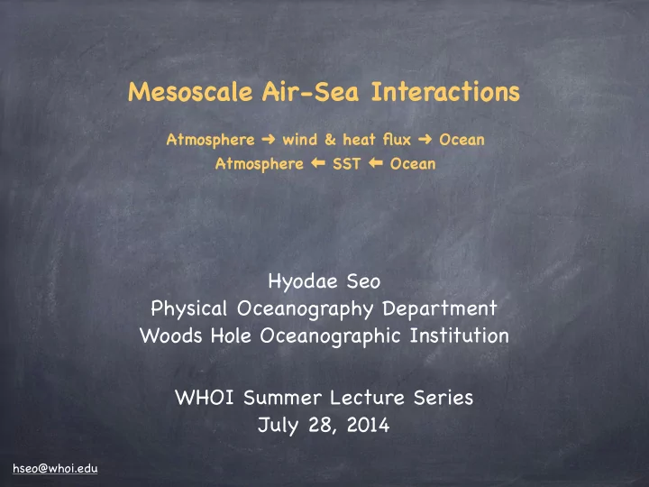 mesoscale air sea interactions