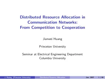 Distributed Resource Allocation in  Communication Networks:  From Competition to Cooperation