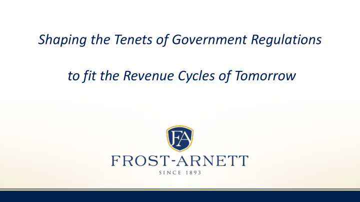 to fit the revenue cycles of tomorrow legal disclaimer