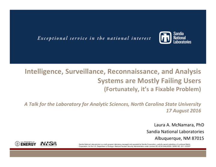 intelligence surveillance reconnaissance and analysis