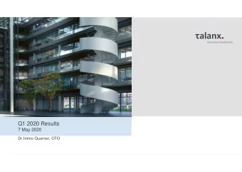 Q1 2020 Results  7 May 2020  Dr Immo Querner, CFO  Q1 2020: Group net income of EUR 223m impacted