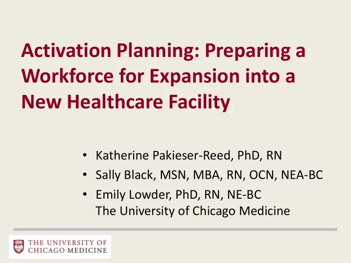 activation planning preparing a