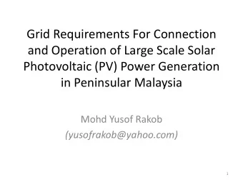 in Peninsular Malaysia  Mohd Yusof Rakob  (yusofrakob@yahoo.com)  1  Progress on this work so far