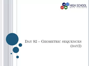 ( DAY 2) V OCABULARY  Two types of sequences were studied: Arithmetic Sequence: A sequence is