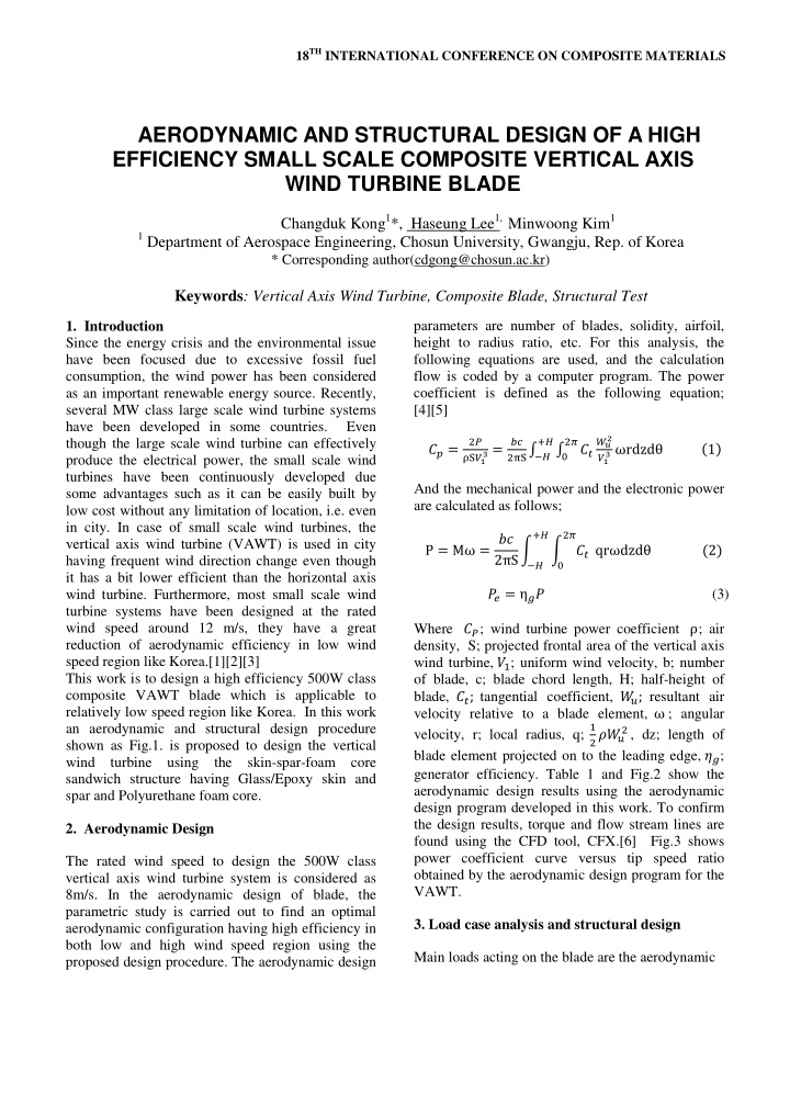 aerodynamic and structural design of a high efficiency