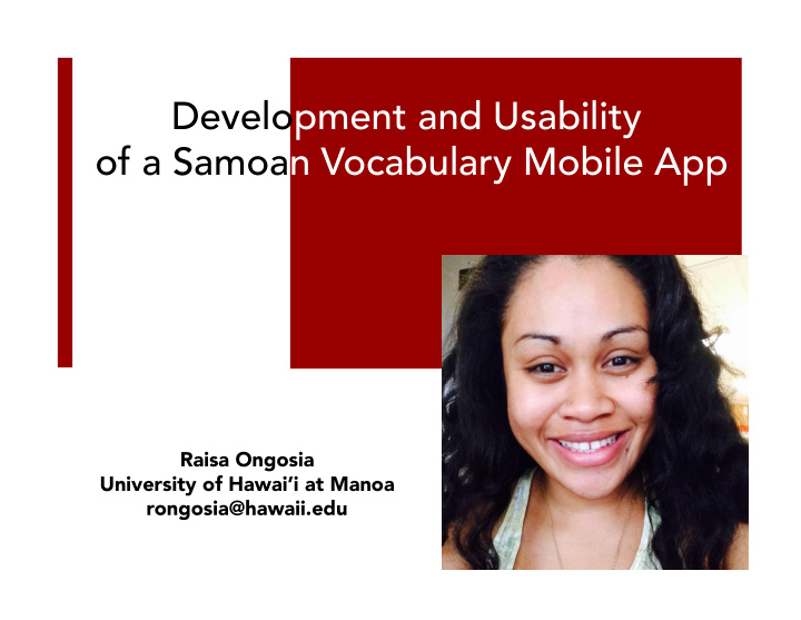 development and usability of a samoan vocabulary mobile