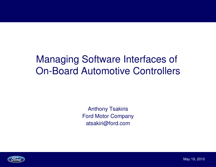 managing software interfaces of on board automotive