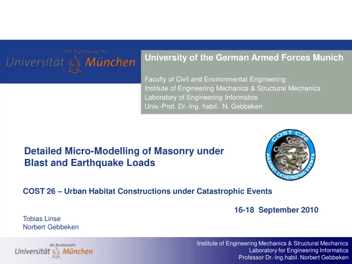 detailed micro modelling of masonry under blast and
