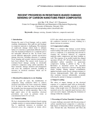 RECENT PROGRESS IN RESISTANCE-BASED DAMAGE  SENSING OF CARBON NANOTUBE-FIBER COMPOSITES A.S. Wu,