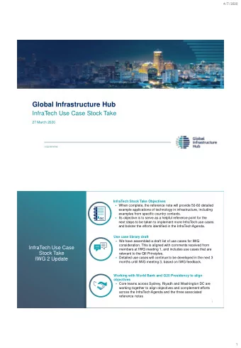 Global Infrastructure Hub  InfraTech Use Case Stock Take  27 March 2020  InfraTech Stock Take